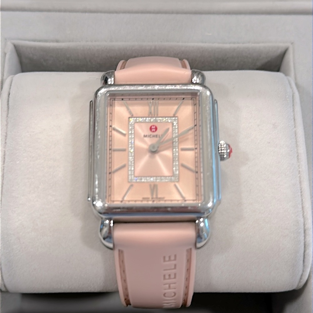 Michele Pink Deco ll Watch with diamonds